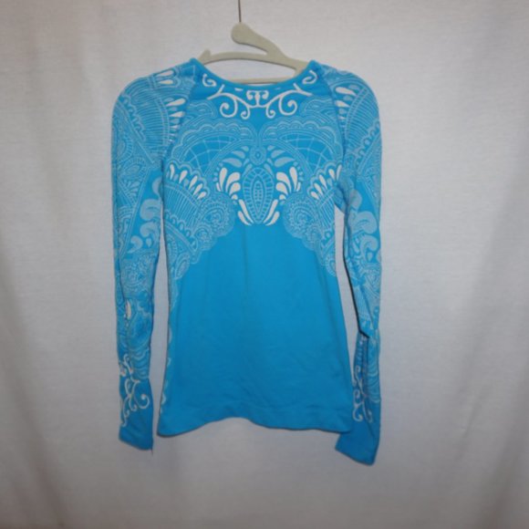 ATHLETA turquoise blue white performance top S - Picture 1 of 6